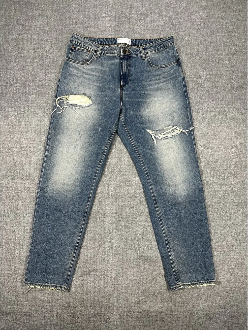 ASOS Design Men’s Distressed Slim Straight Jeans Blue Denim W33 L27